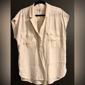 LOFT Cream Short-Sleeve Shirt